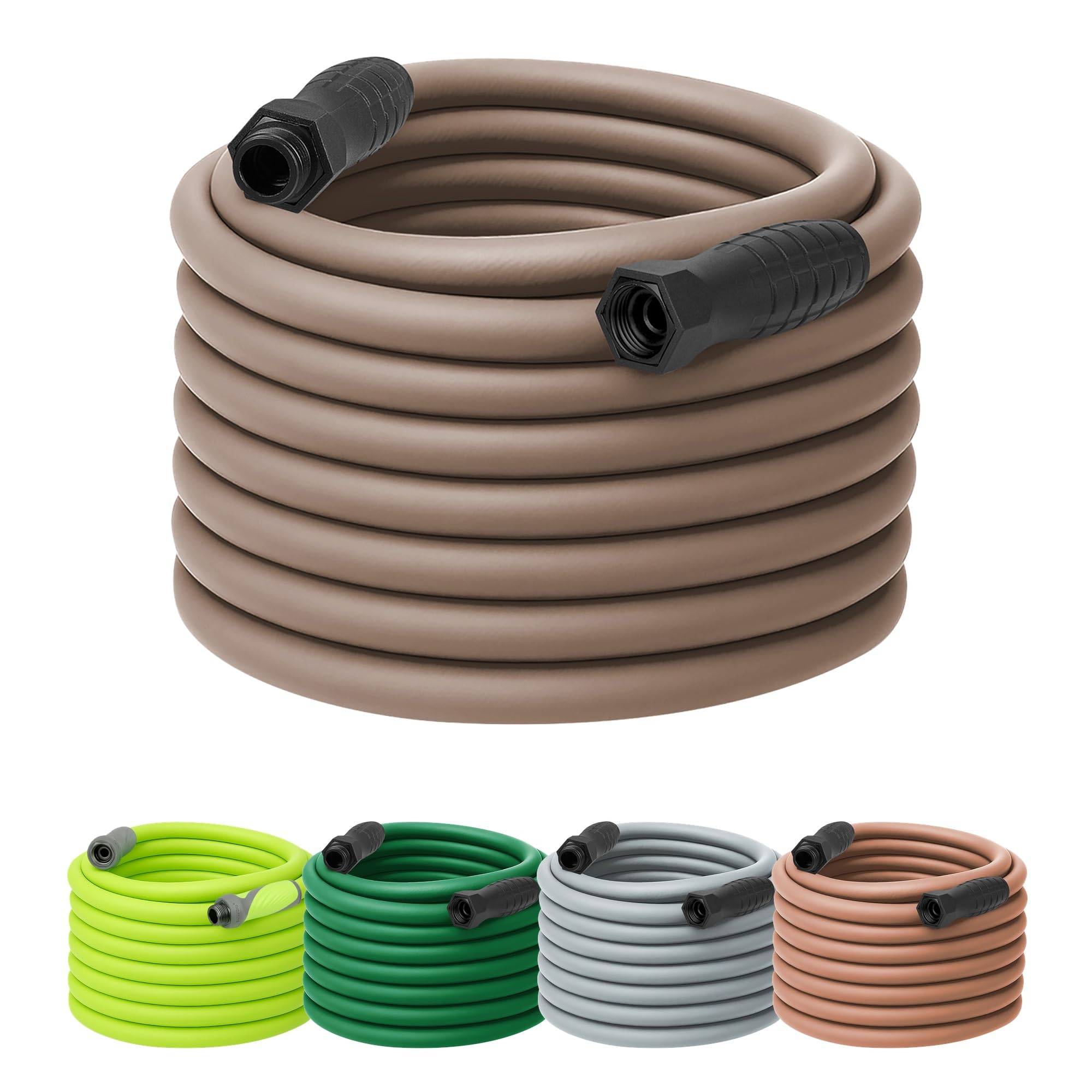 Flexzilla Colors SwivelGrip hose ends with rotating connections for easy setup.