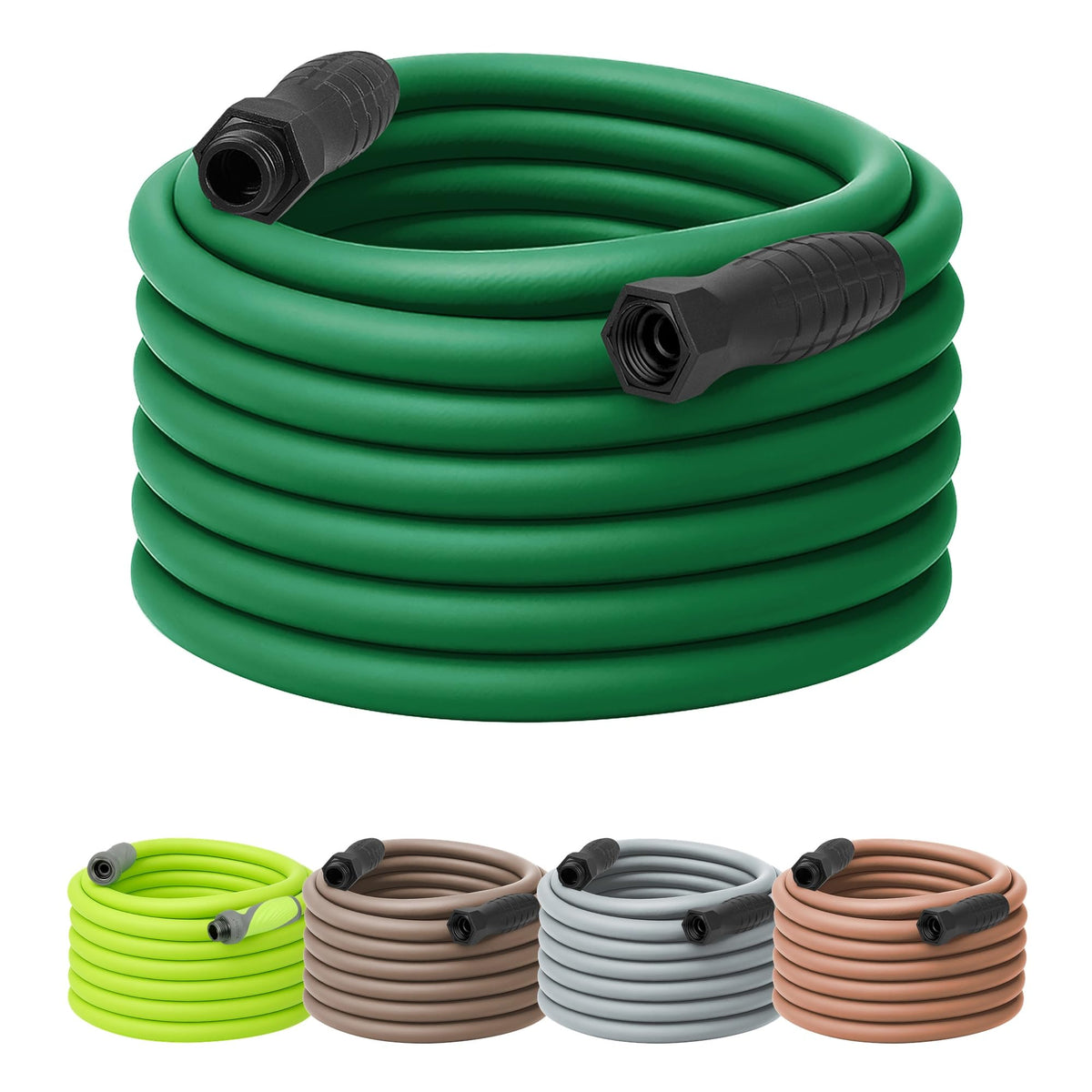 Flexzilla Colors SwivelGrip hose in forest green, 75 ft, reduces kinking for easier watering.