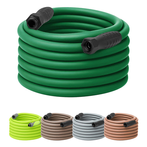 Flexzilla Colors SwivelGrip hose in forest green, 75 ft, reduces kinking for easier watering.