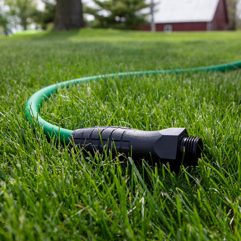 Anodized ends with O-ring on Flexzilla hose provide leak-free connections.
