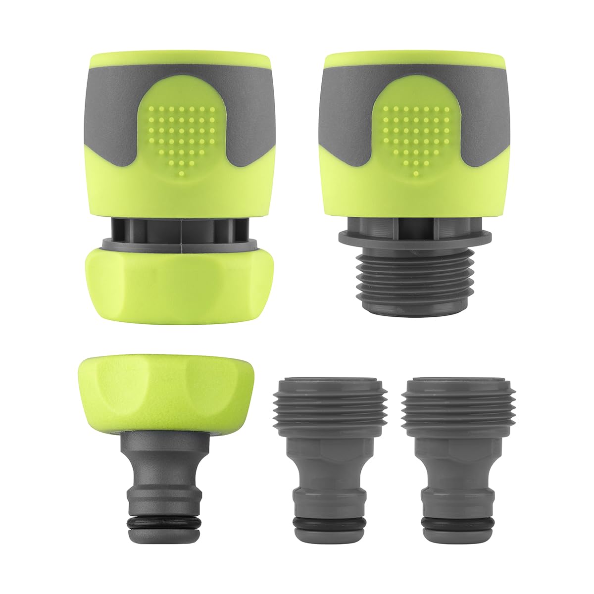 Flexzilla Flow-Stop coupler female end prevents spray back during connection.