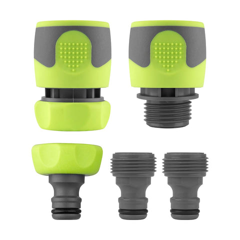 Flexzilla Flow-Stop coupler female end prevents spray back during connection.
