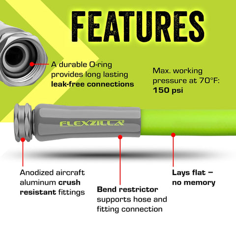 Abrasion-resistant outer cover on the Flexzilla hose for rugged outdoor use