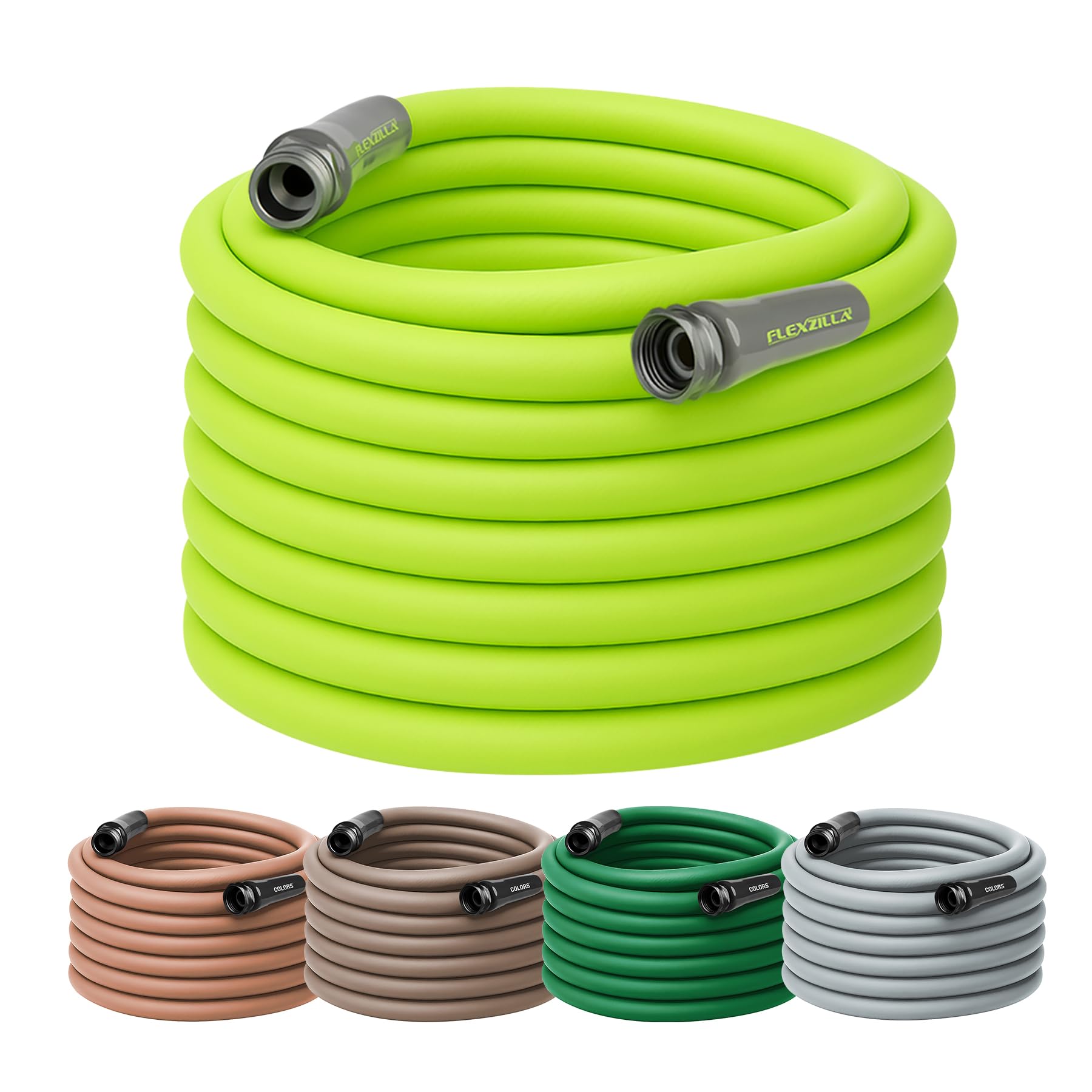 Flexzilla garden hose laid flat and kink-free for easy watering