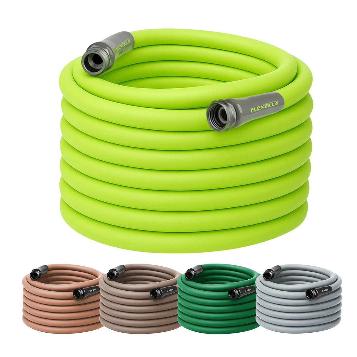 Flexzilla garden hose laid flat and kink-free for easy watering