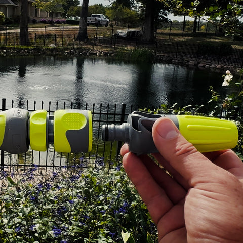 Flexzilla Jet Spray reaches up to 20 feet for distant watering.