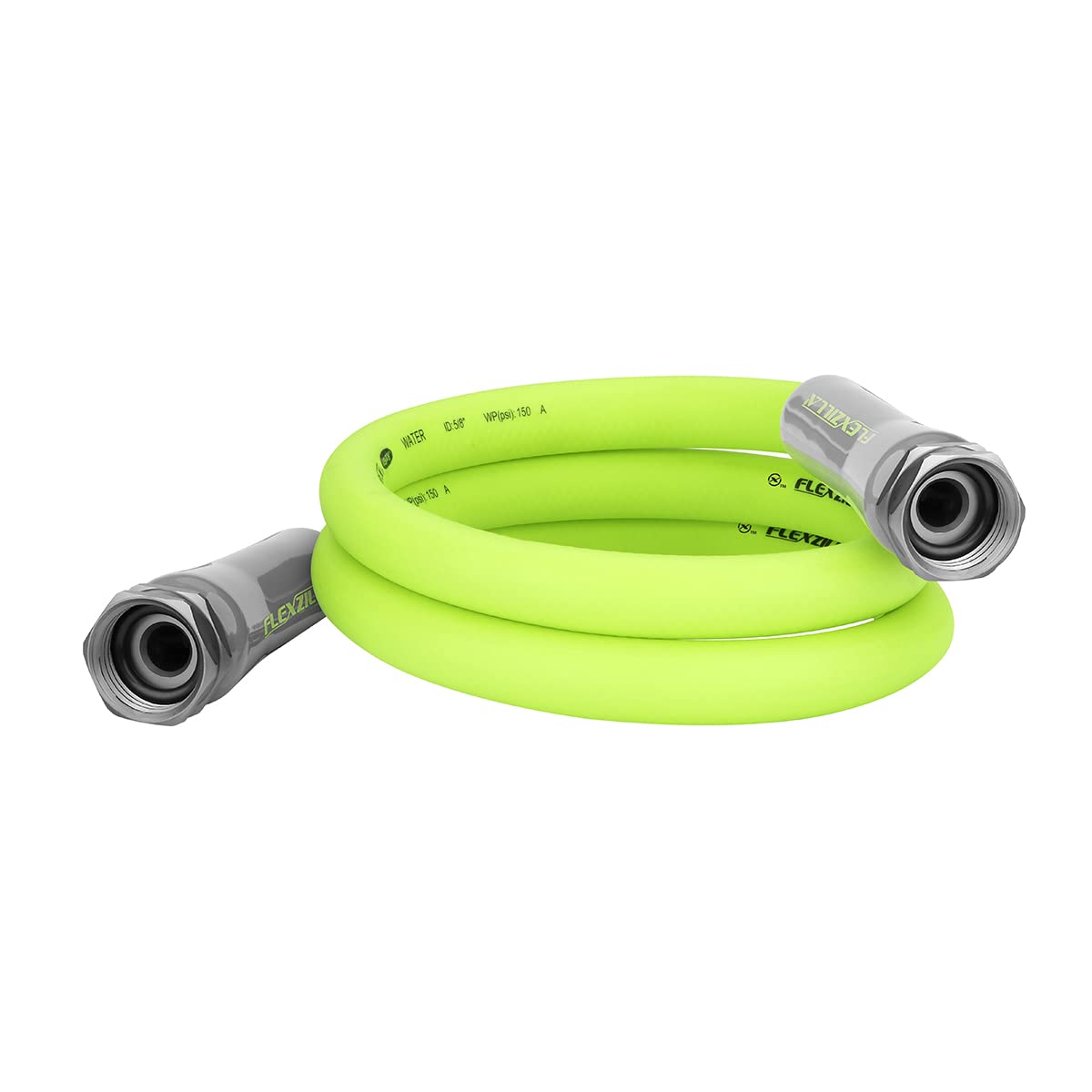 Flexzilla lead-in hose with 3-4in female fittings for leak-free connections.