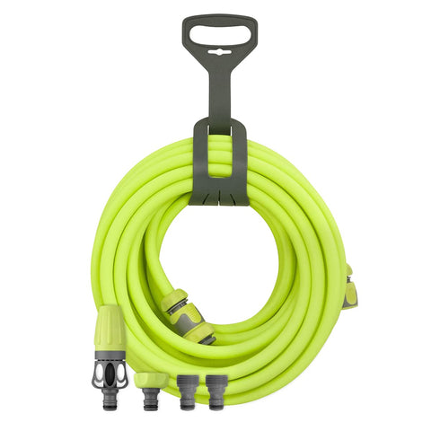 Flexzilla HFZG12050QN hose coil lies flat for easy watering.