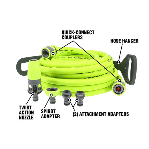 Flexzilla quick-connect attachments enable fast, tool-free setup.