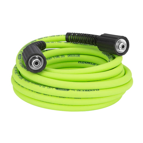 Flexzilla HFZPW36425M-E 3600 psi hose in ZillaGreen displayed coiled for storage and visibility