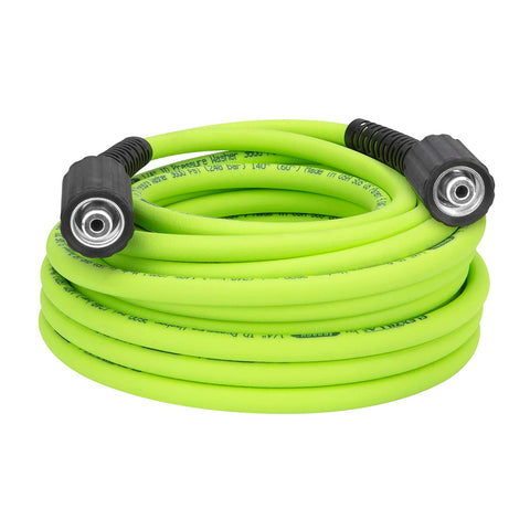 Flexzilla HFZPW36450M-E hose coil shows 50 ft reach for wide cleaning tasks.