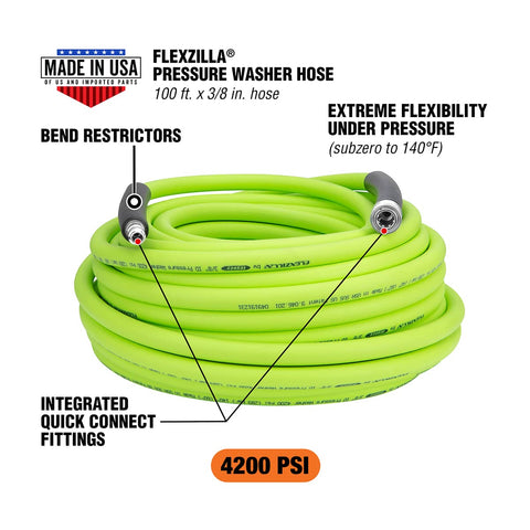 Flexzilla HFZPW426100Q-E flexible-hybrid-polymer close-up shows bendability for easier handling.