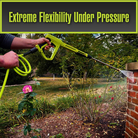 Flexzilla HFZPW426100Q-E non-kink bend restrictor demonstrates bend reliability.