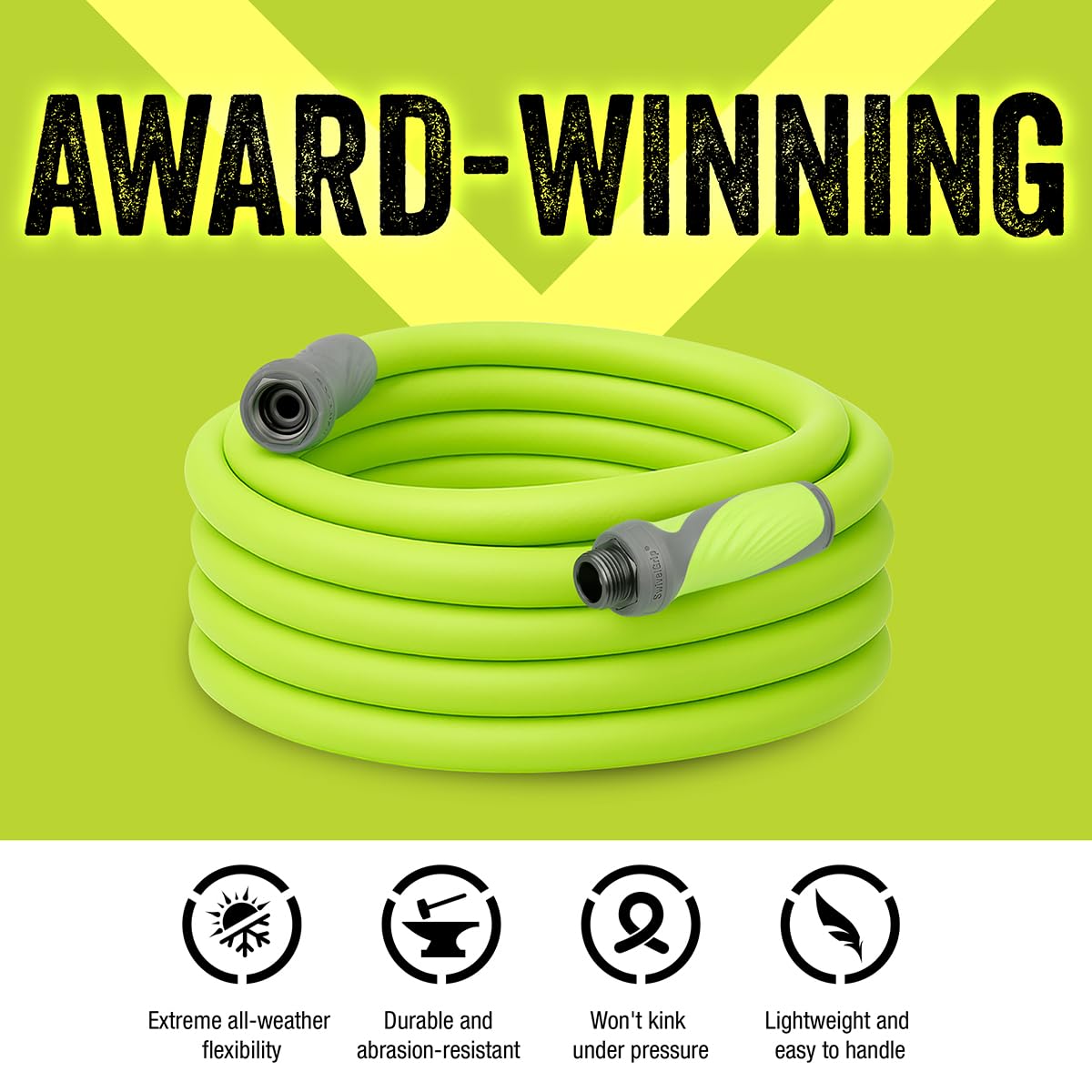 Flexzilla hose body lies flat to prevent tangles during watering.