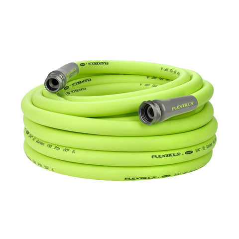 Flexzilla hose in flat coil shows kink-free storage and easy maneuverability.