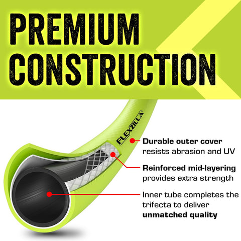Flexzilla outer cover resists abrasion for long-lasting yard use