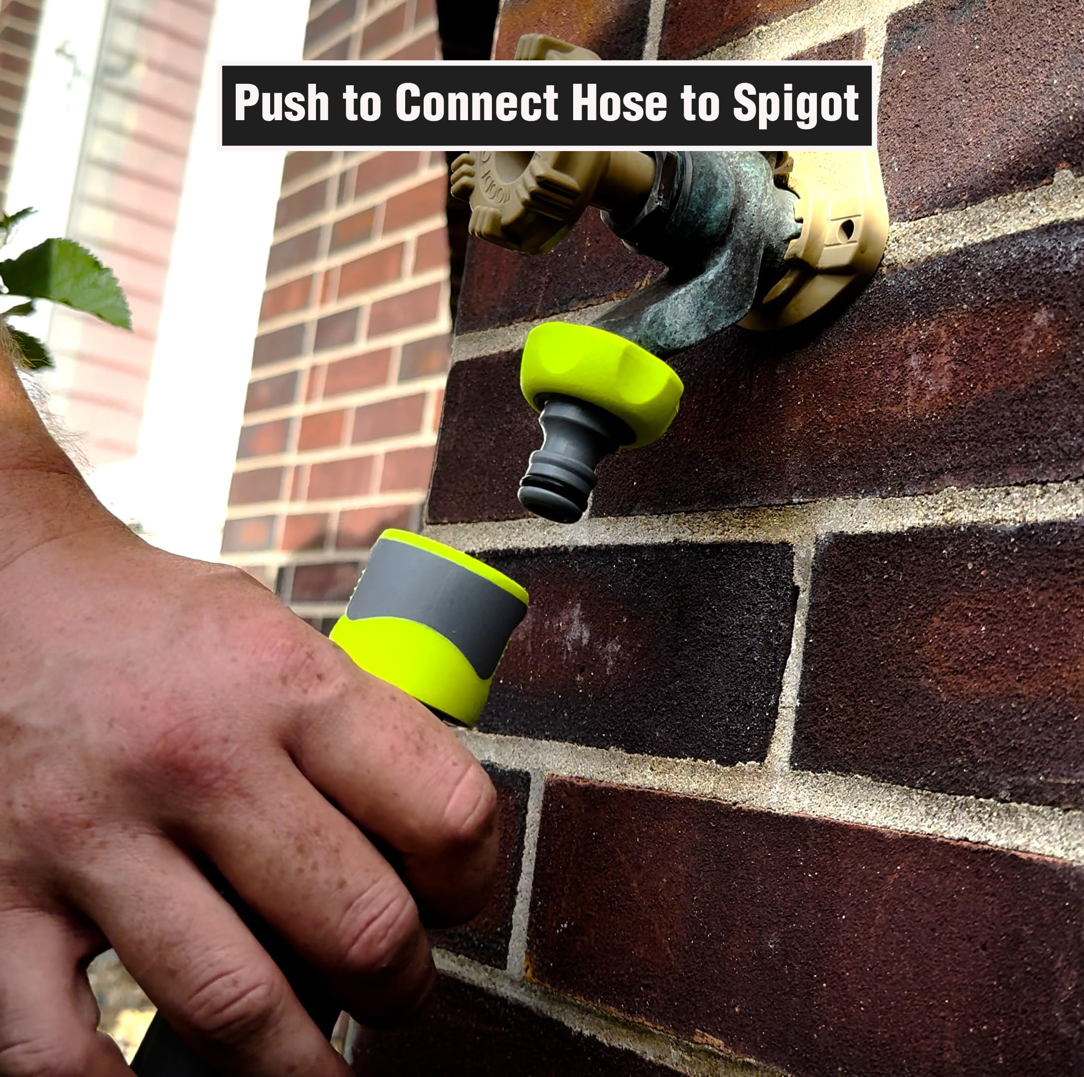 Close view of standard garden hose thread compatibility with Flexzilla.