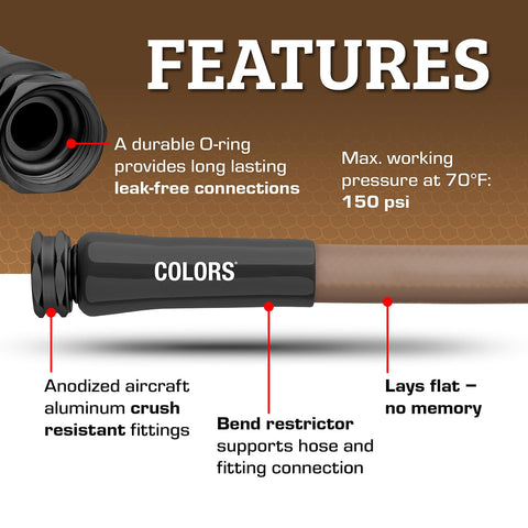 Flexzilla hose connected to spigot showing a leak-free seal.