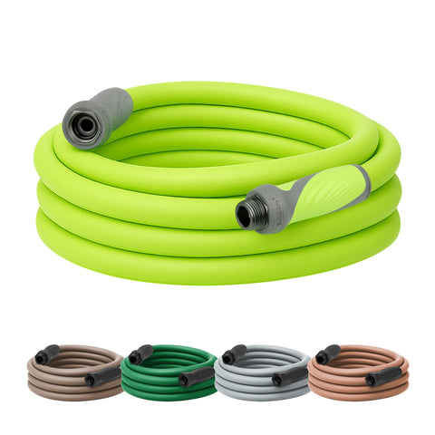 Flexzilla SwivelGrip hose connection demonstrates twist-free setup for quick watering.
