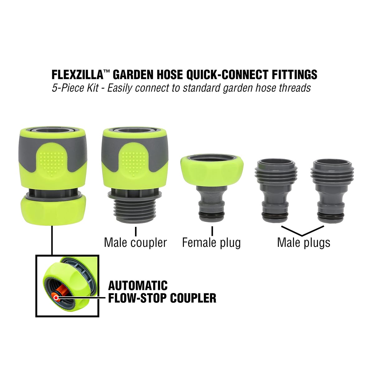 Flexzilla female water hose adapter enables seamless tool hookup.