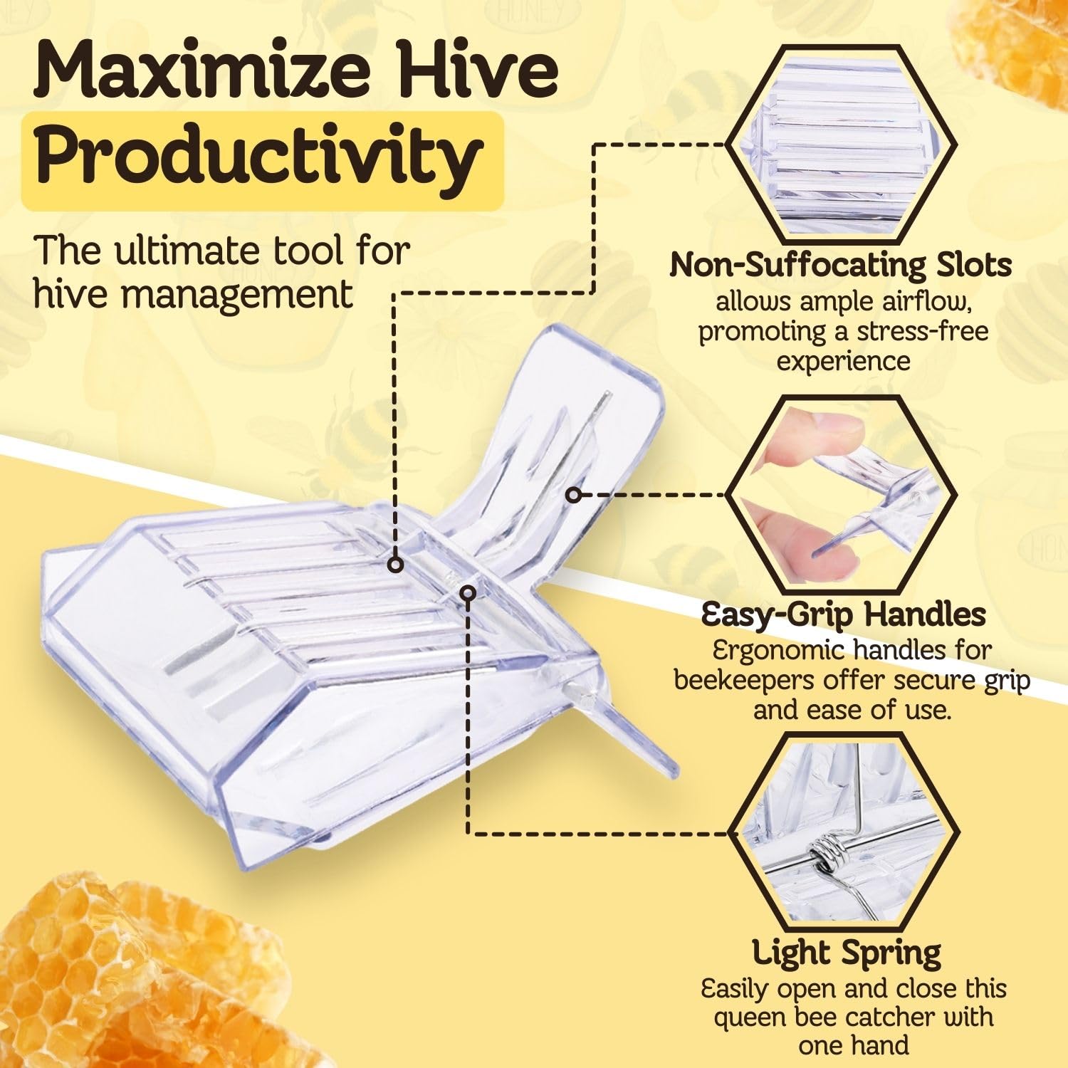 Flexzion bee clip attached to a frame during hive work