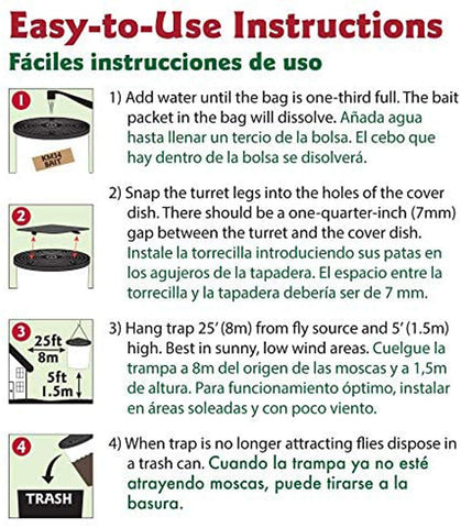 Flies Be Gone Fly Trap attracts both sexes, reducing outdoor fly presence.