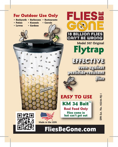 Flies Be Gone Fly Trap protein-attractant lure draws flies for easy population control.
