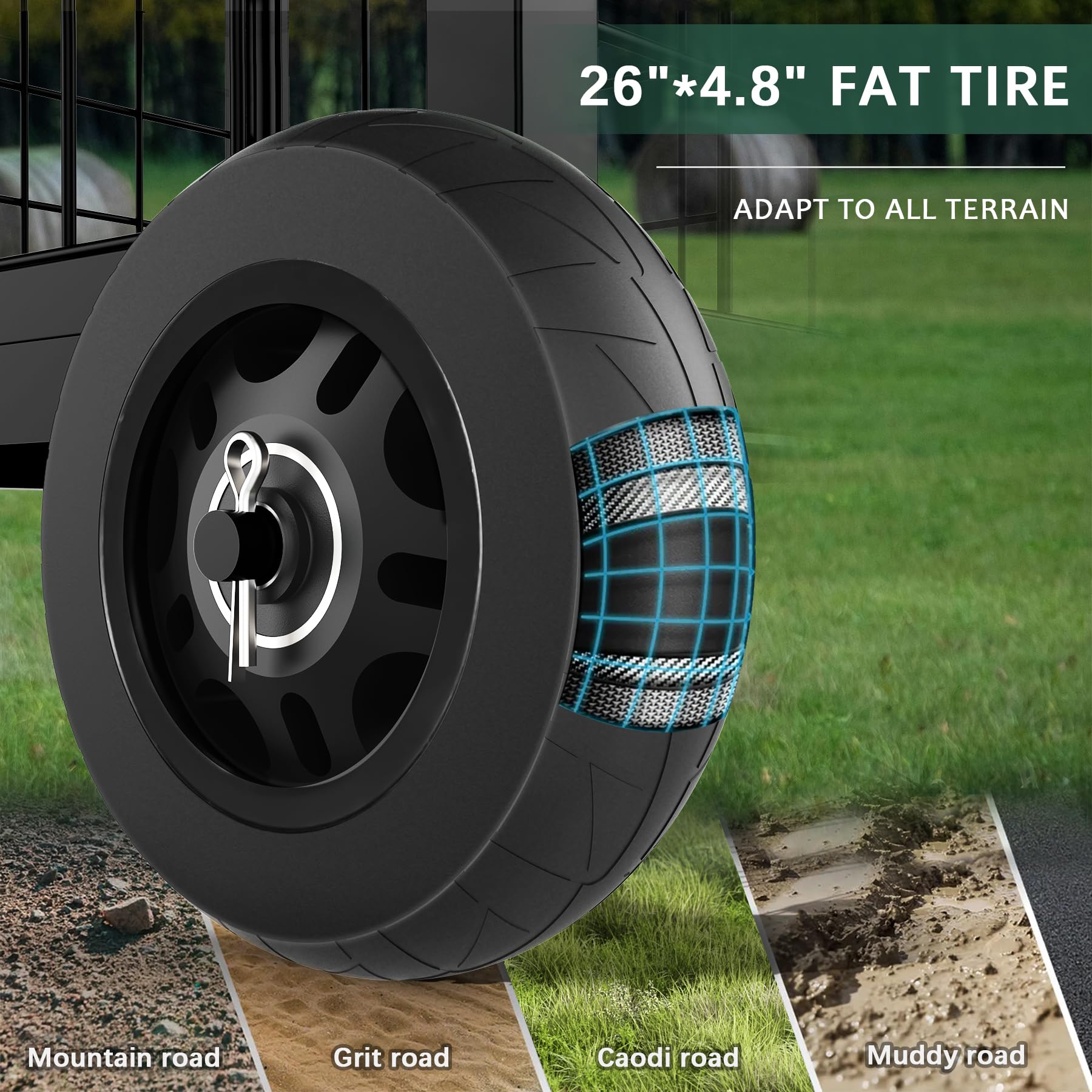 FLINTER built-in handle enables smooth maneuvering across yard