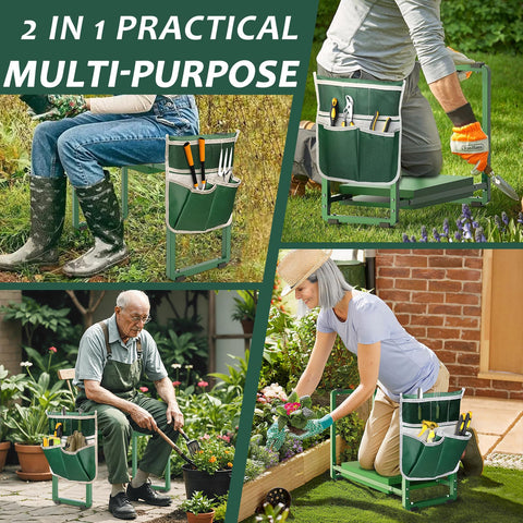 FLINTER garden kneeler in action in the yard reducing strain.