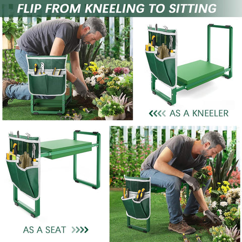 FLINTER multi-use kneeler supporting gardening, cleaning, and painting tasks.