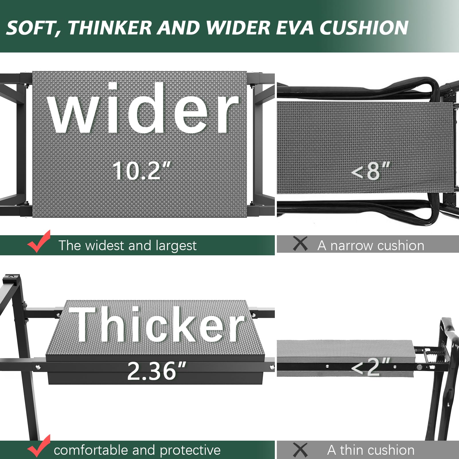 FLINTER Garden Kneeler Seat 10-2 inch cushion for extended comfort during gardening.