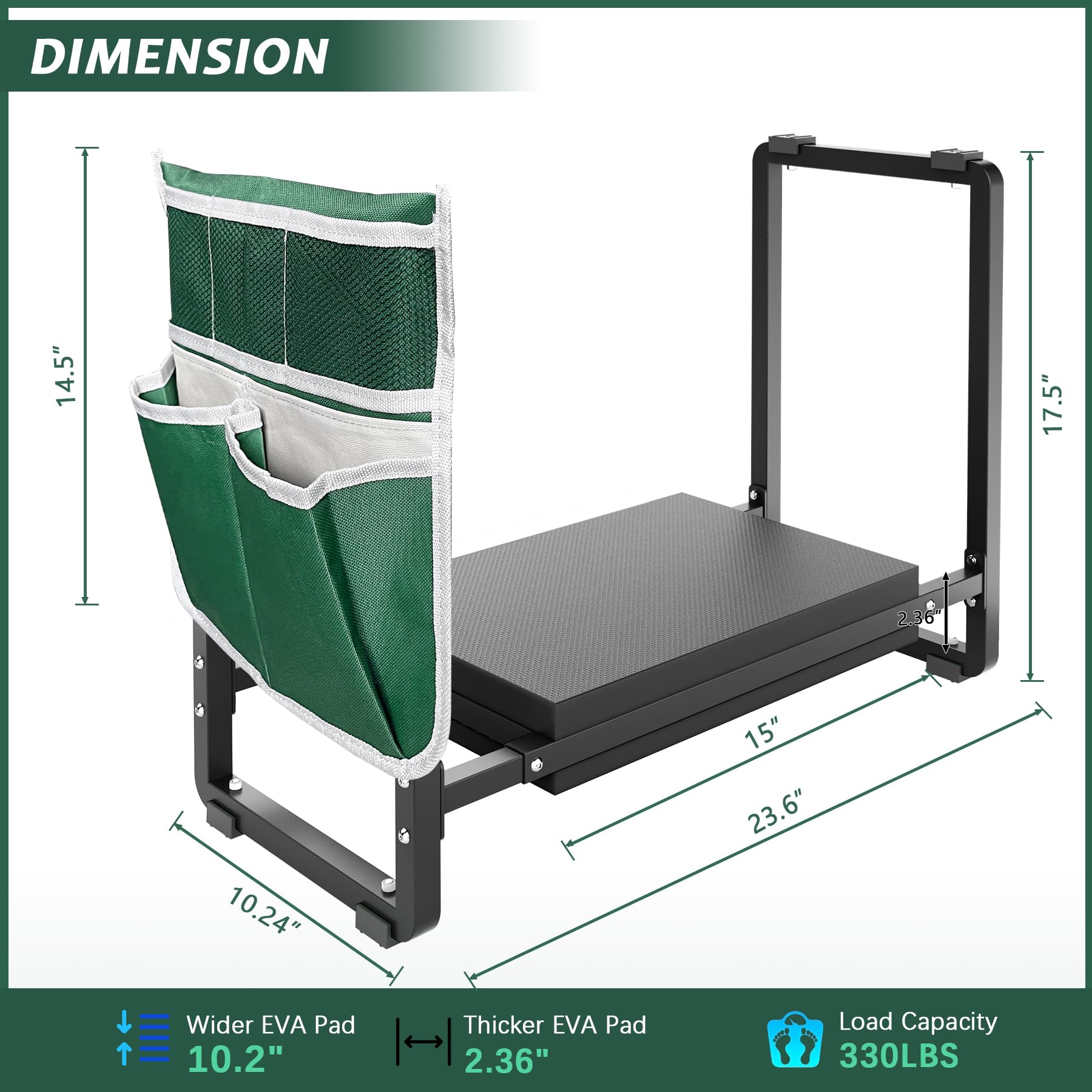 FLINTER Garden Kneeler and Seat side view highlights foldable frame for easy storage.