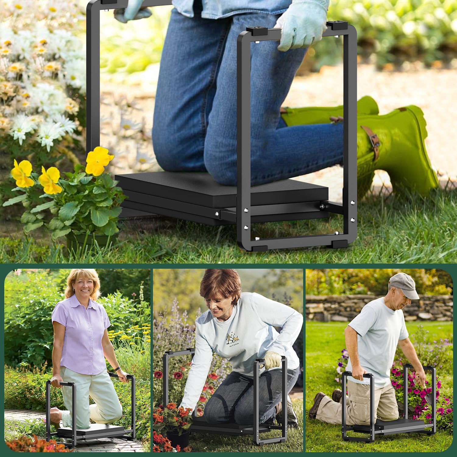 FLINTER Garden Kneeler Seat versatile use for gardening, cleaning, painting, and outdoor tasks.