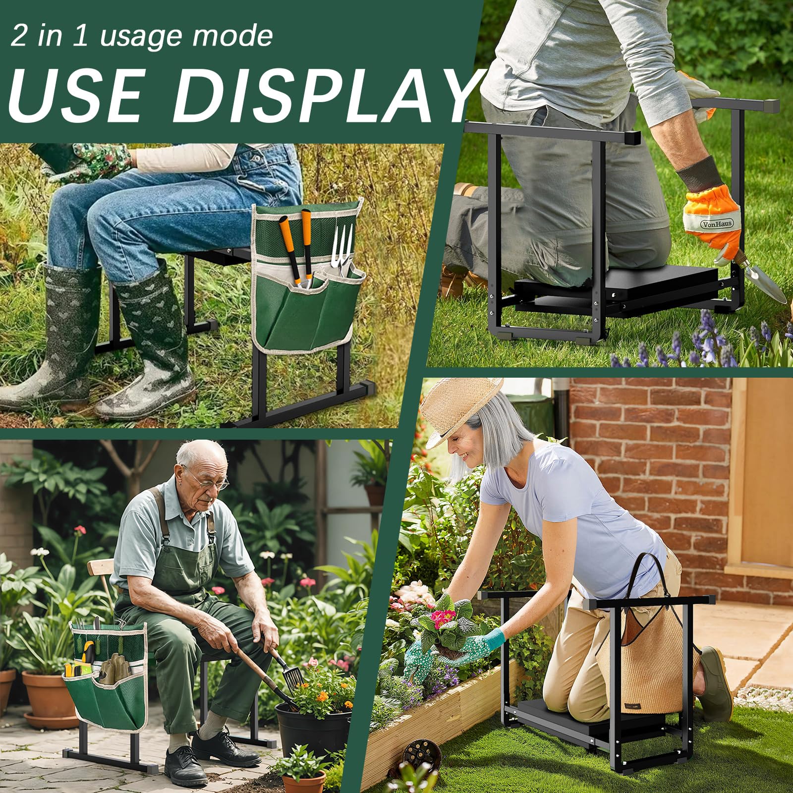 FLINTER garden tool bag with five pockets keeps tools within reach.