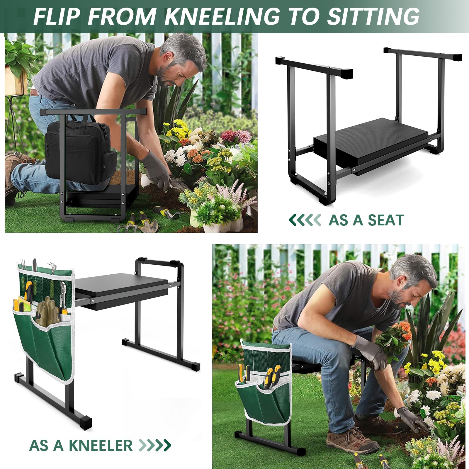 FLINTER 10.2-inch widened EVA cushion reduces knee strain during gardening.