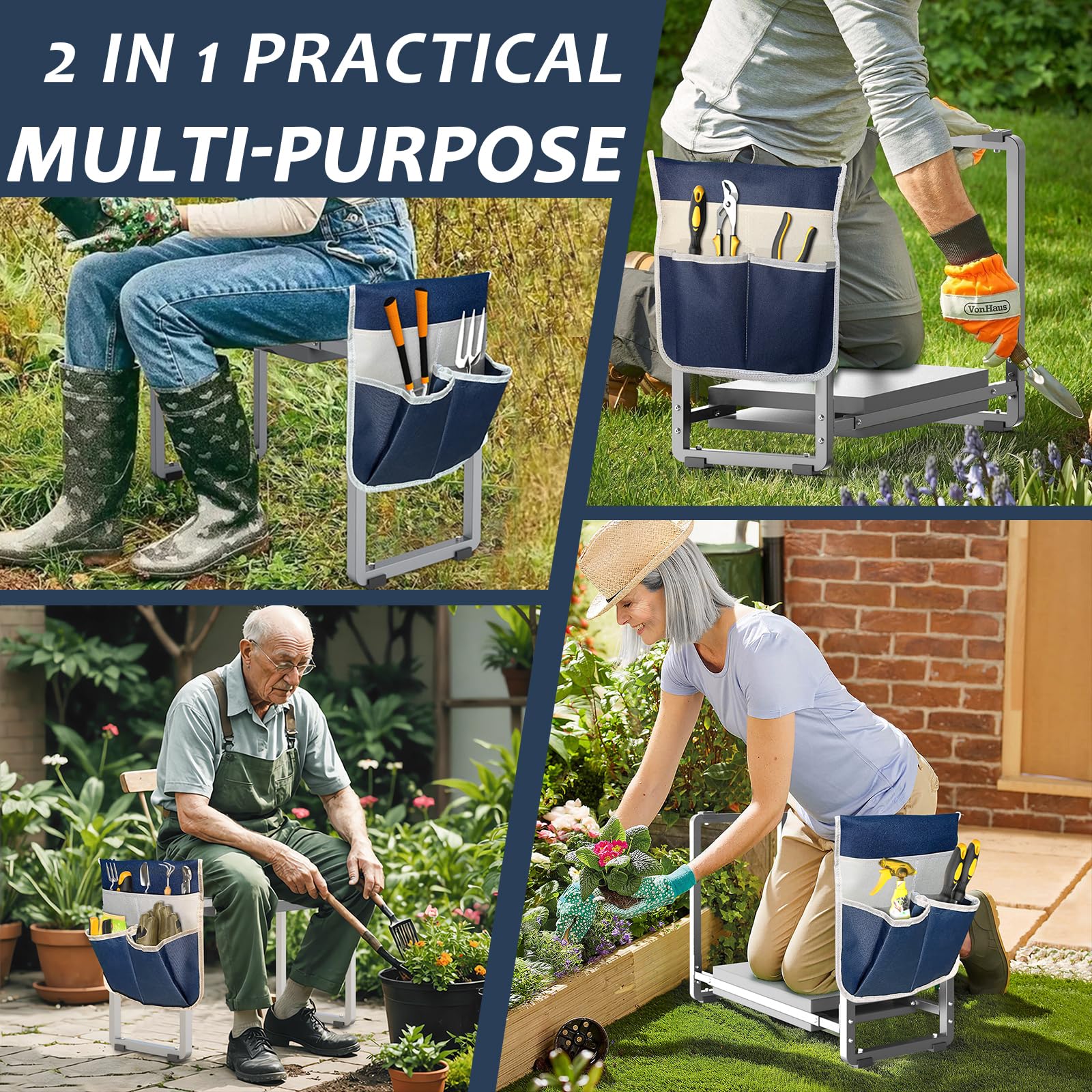 FLINTER kneeler suitable for seniors and grandparents enjoying yard work