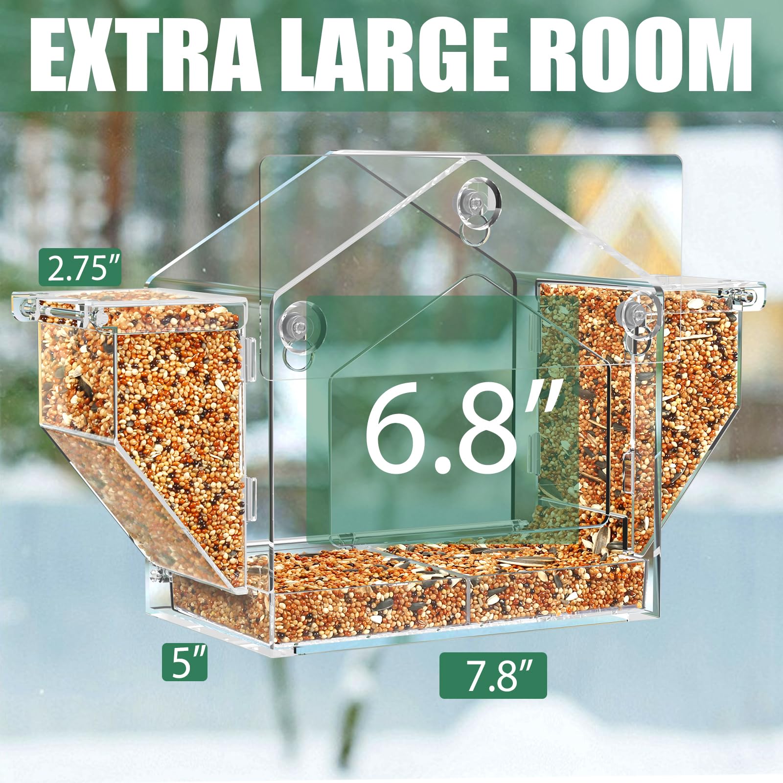 FLINTER Large capacity nearly 1.8 pounds of seeds stored inside