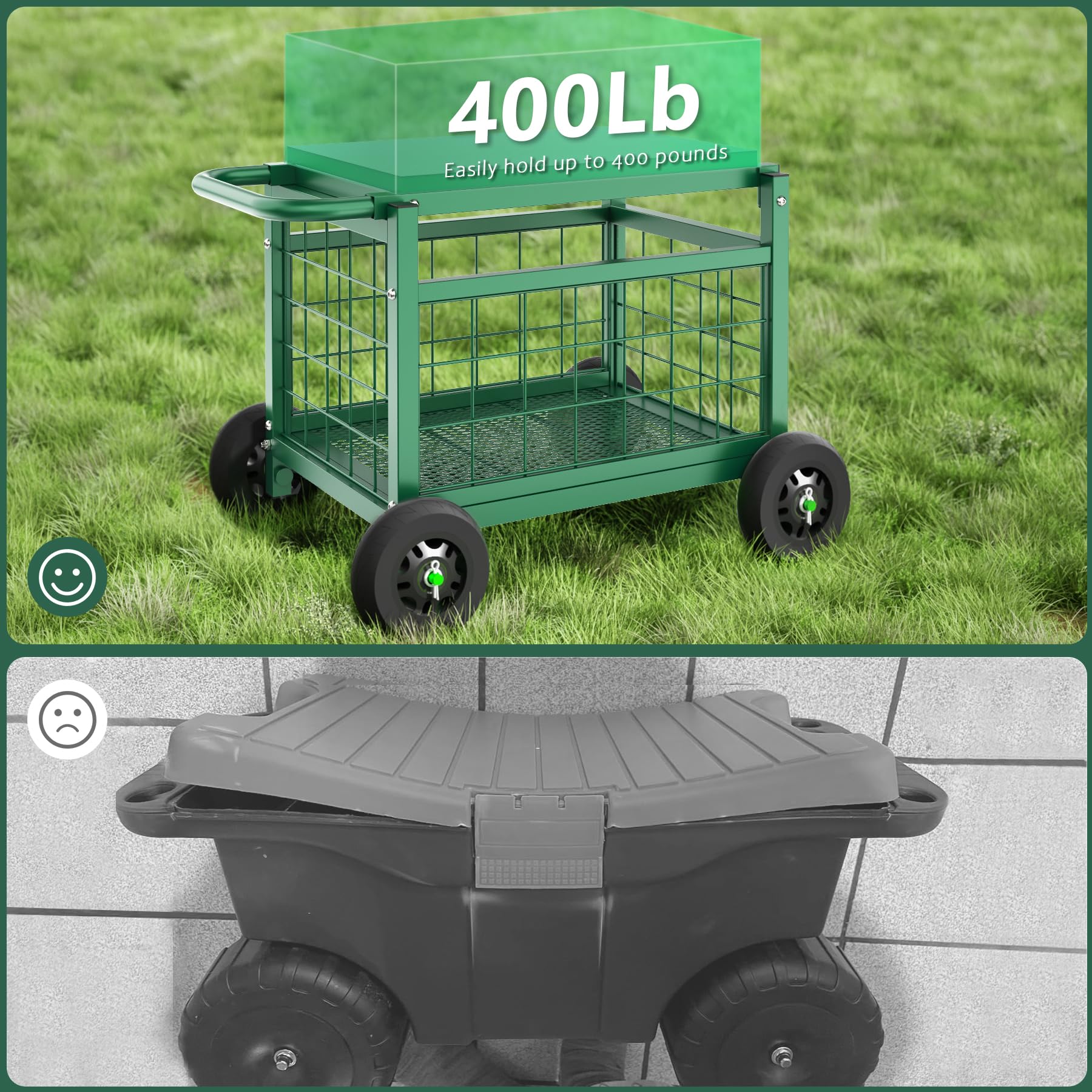 FLINTER multi-purpose cart works in gardens, garages, and farms for versatile use.