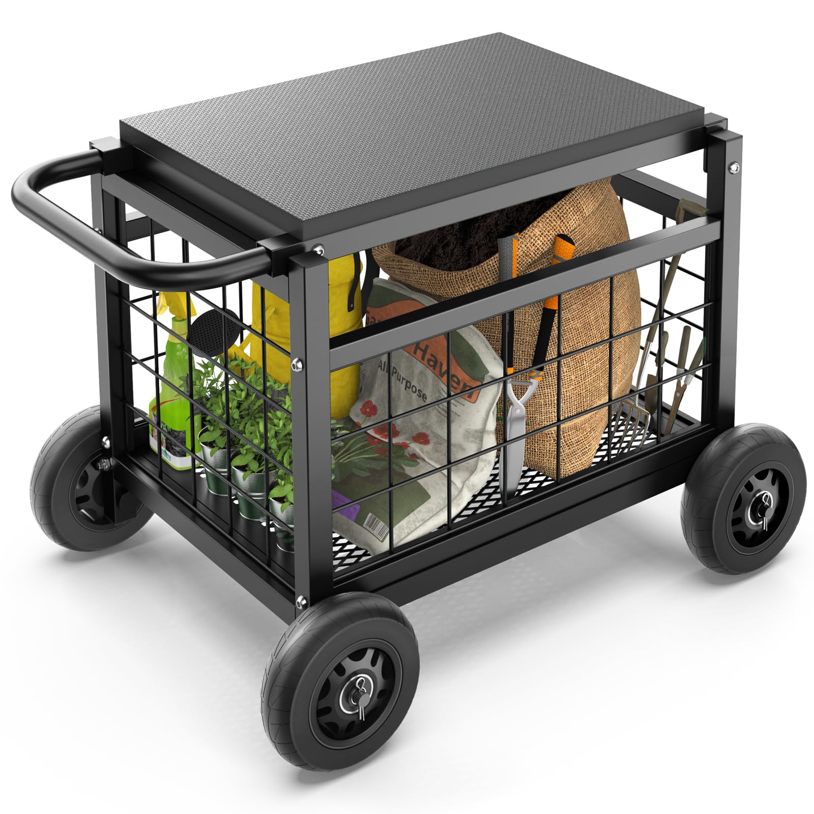 FLINTER rolling garden work seat with wheels for easy outdoor tasks