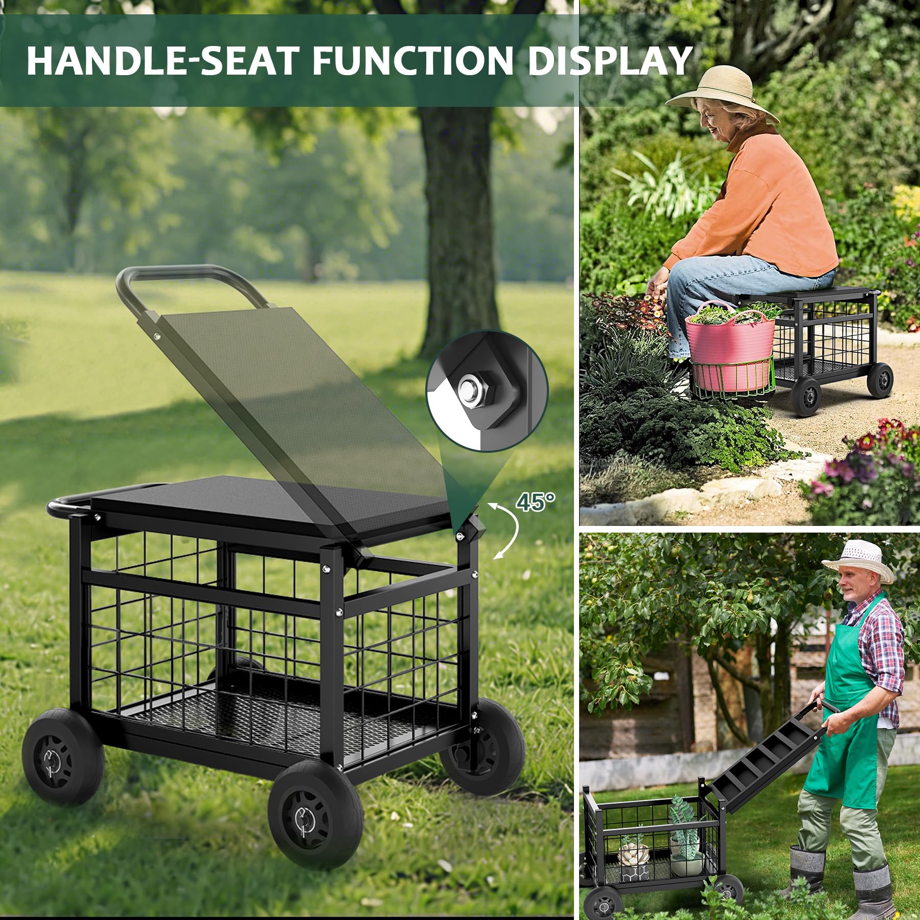 FLINTER seniors-friendly garden cart supports ergonomic gardening
