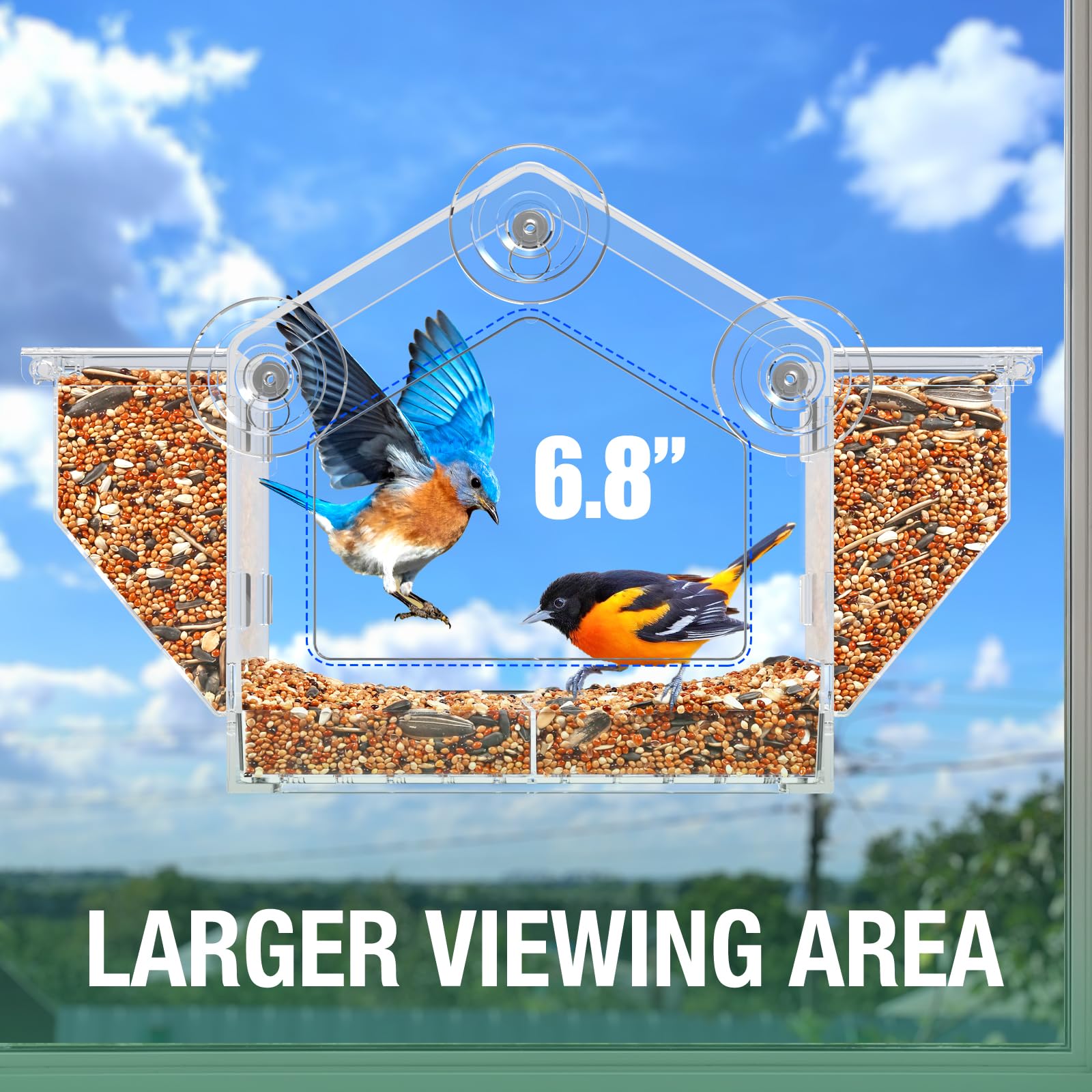 FLINTER Squirrel-resistant tray system protects seeds during feeding