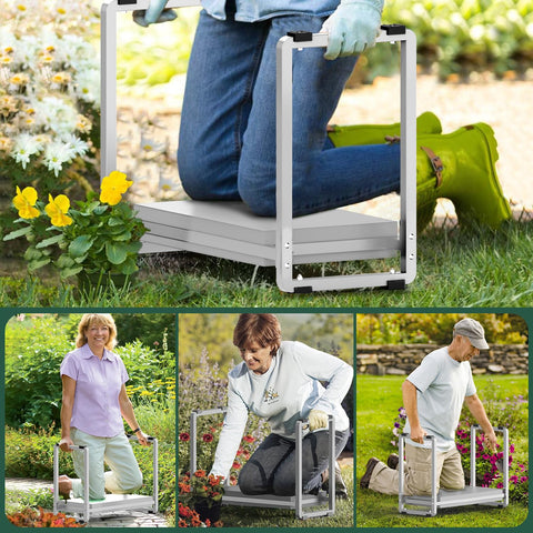 FLINTER Wider Garden Kneeler frame details demonstrate durable all-metal construction
