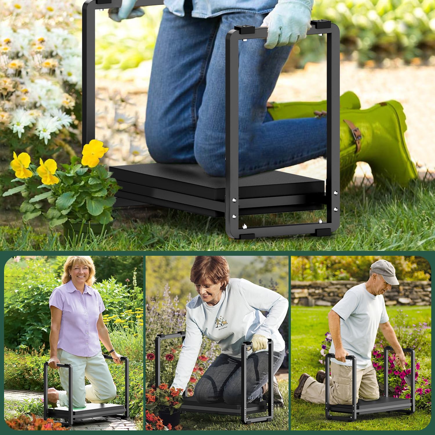 FLINTER garden kneeler in use as a seat and kneeler for tasks.