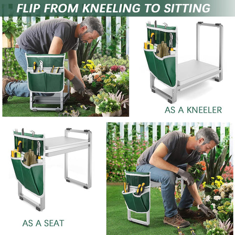 FLINTER Wider Garden Kneeler tool bag image shows five-pocket storage