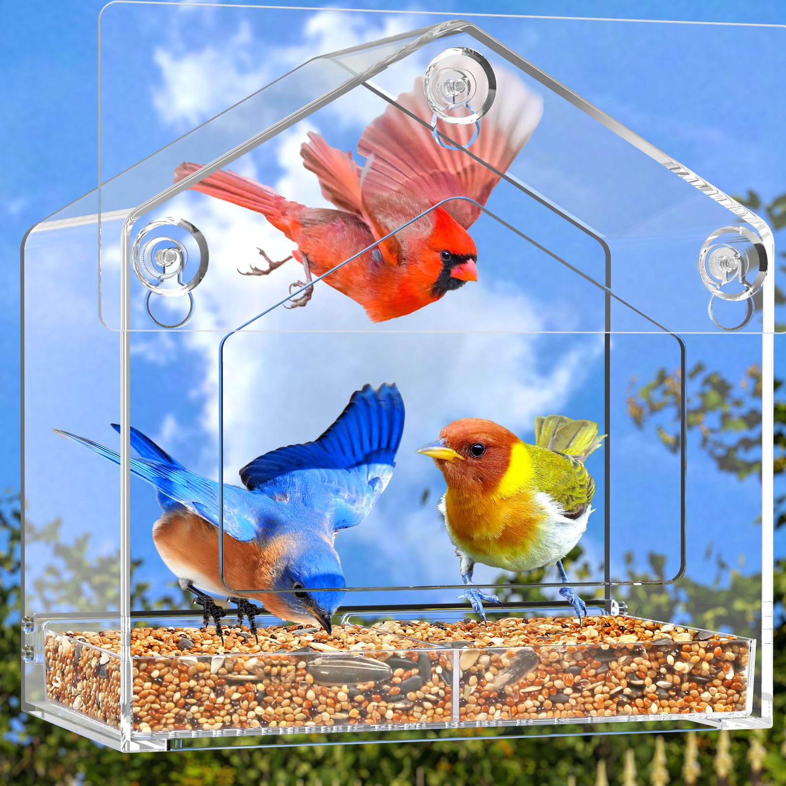FLINTER Window Feeder gift for bird lovers and cat households.