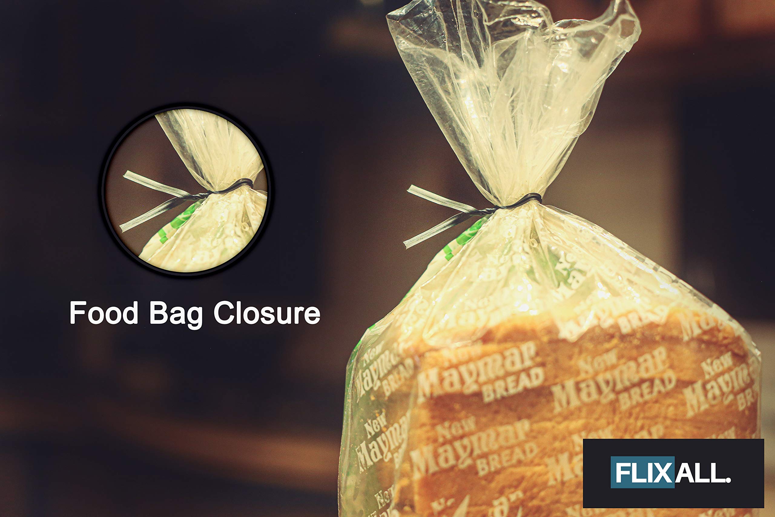 Flixall twist ties sealing coffee bags and small bundles.