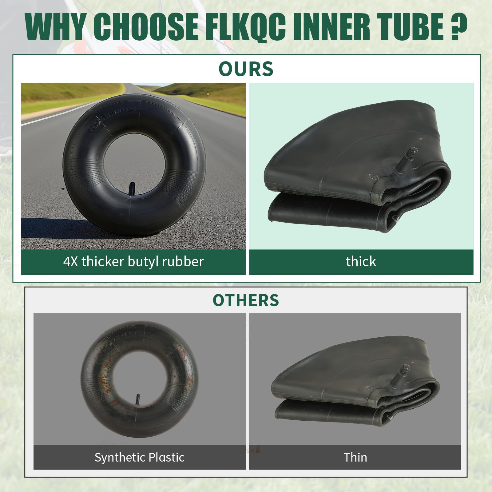 FLKQC smooth ride inner tube cushions shocks on rough terrain.