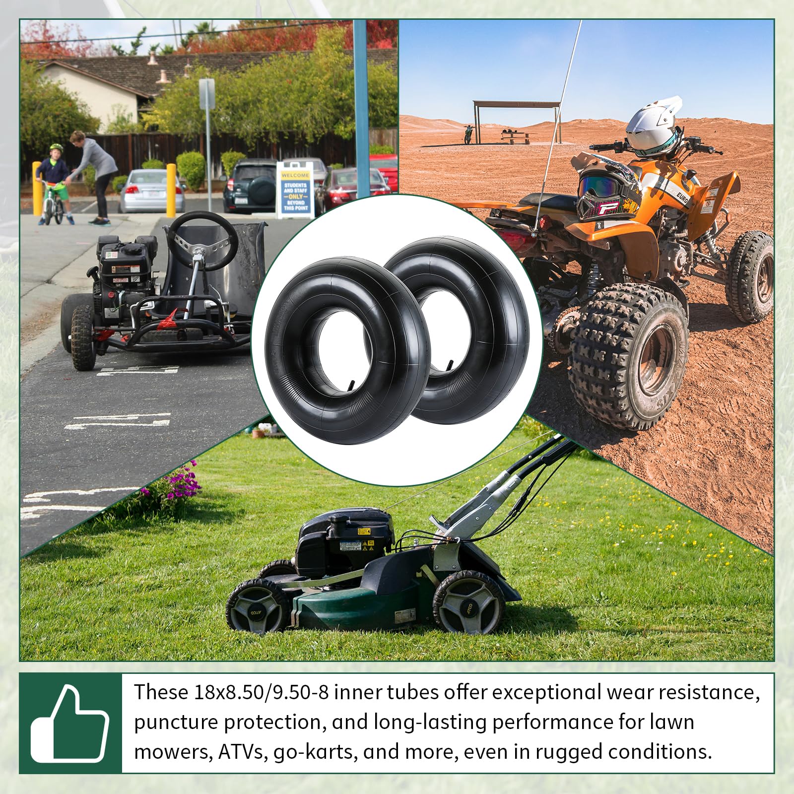 FLKQC wide compatibility inner tube fits 8-inch rims across yard equipment