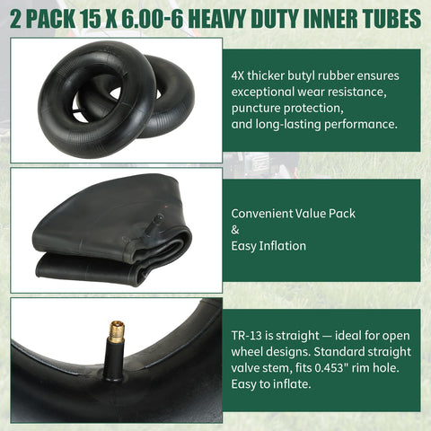 FLKQC wide compatibility inner tubes fit lawn mowers, wheelbarrows, and ATVs.