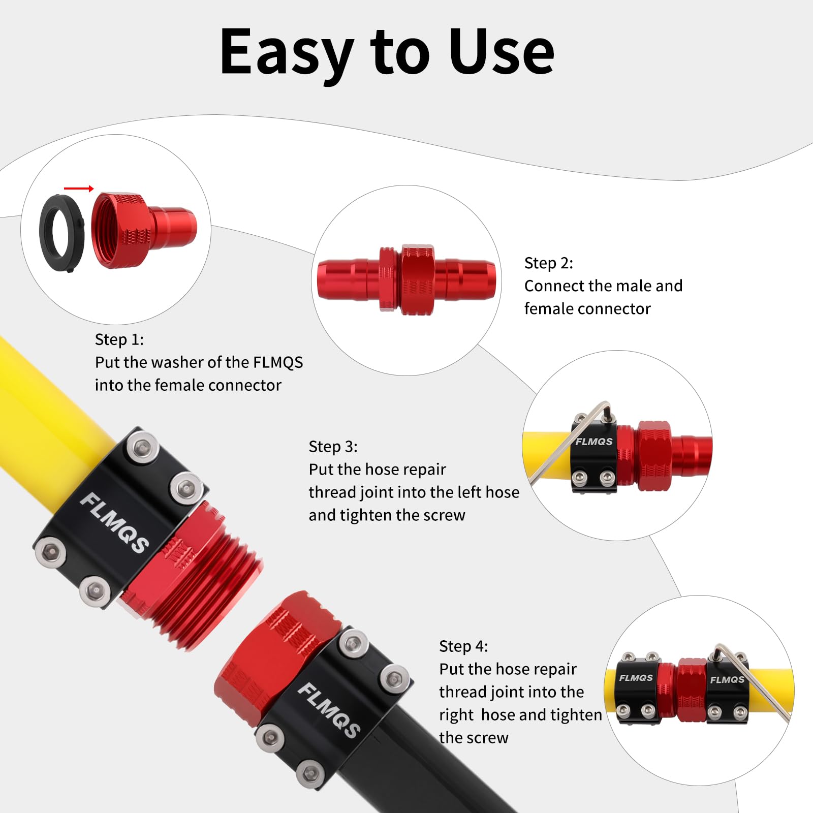 FLMQS aluminum connectors deliver durable, corrosion-resistant hose-end joins.